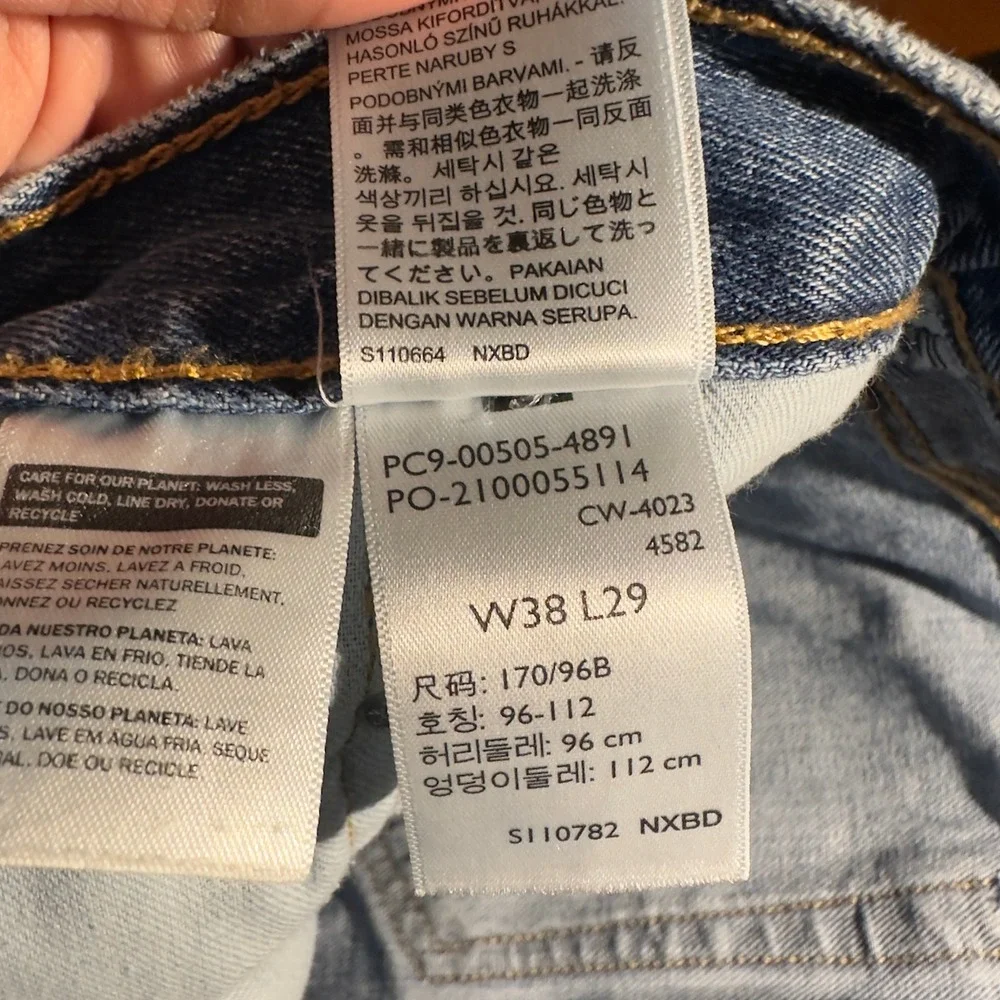 Levi's 505 Regular Fit‎ Jeans Mens 38x29 Blue Baggy Distressed Grunge Streetwear